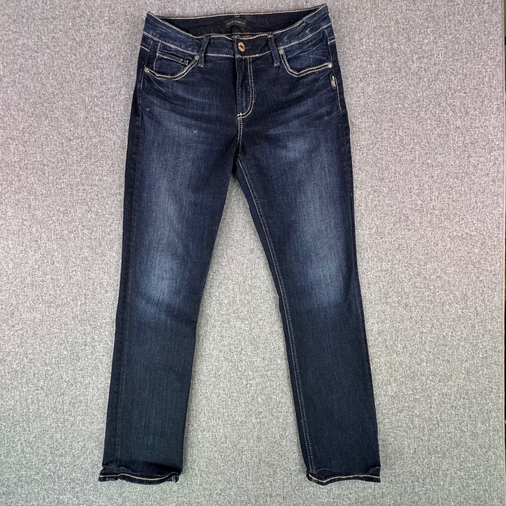 Silver Jeans Co. Jeans Womens 31 Avery Straight Dark Wash Embroidered Pocket